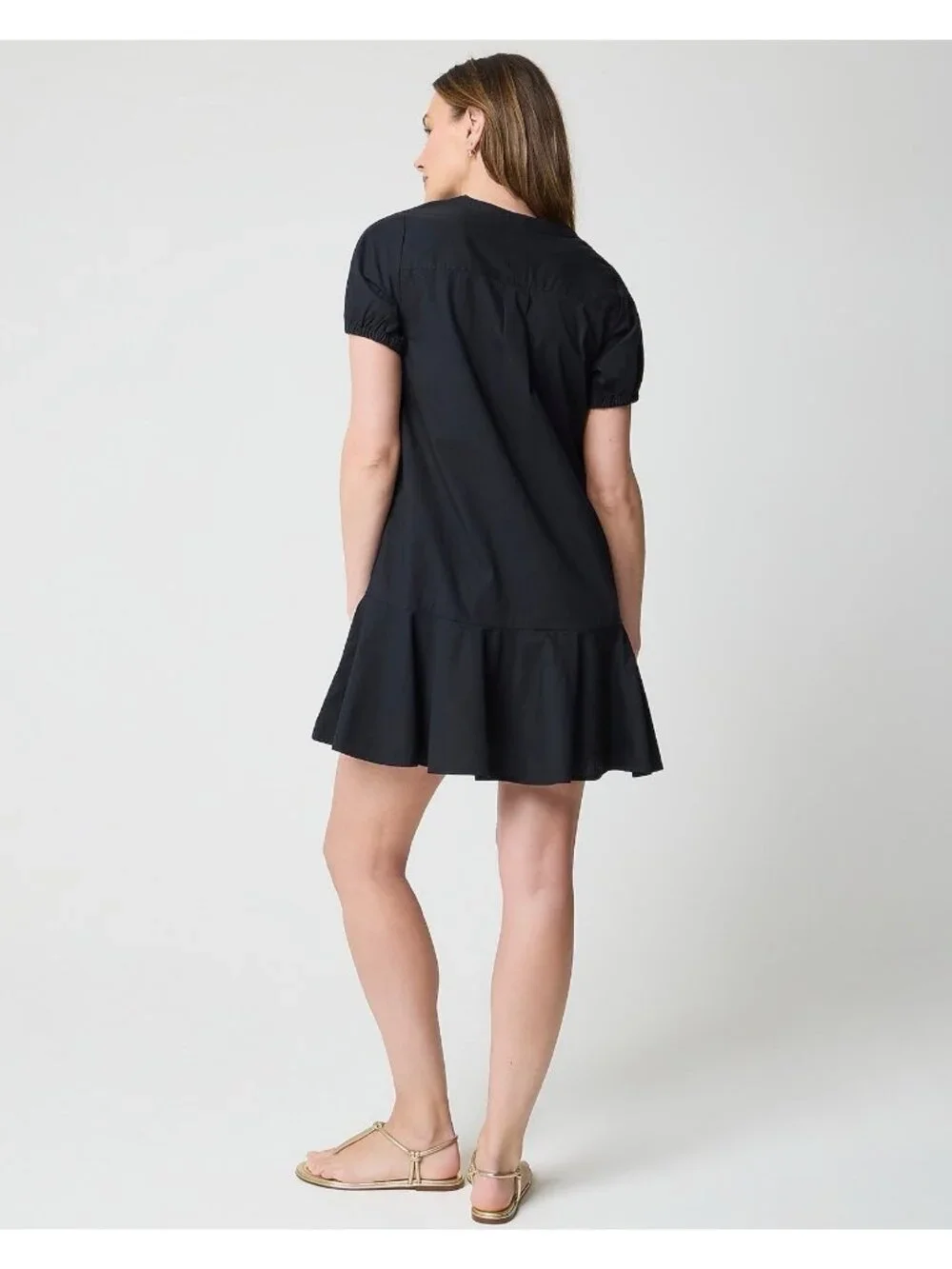 J Crew Womens Mini Shirt Dress Sz 18T 18 Tall Black Regenerative Cotton Preppy